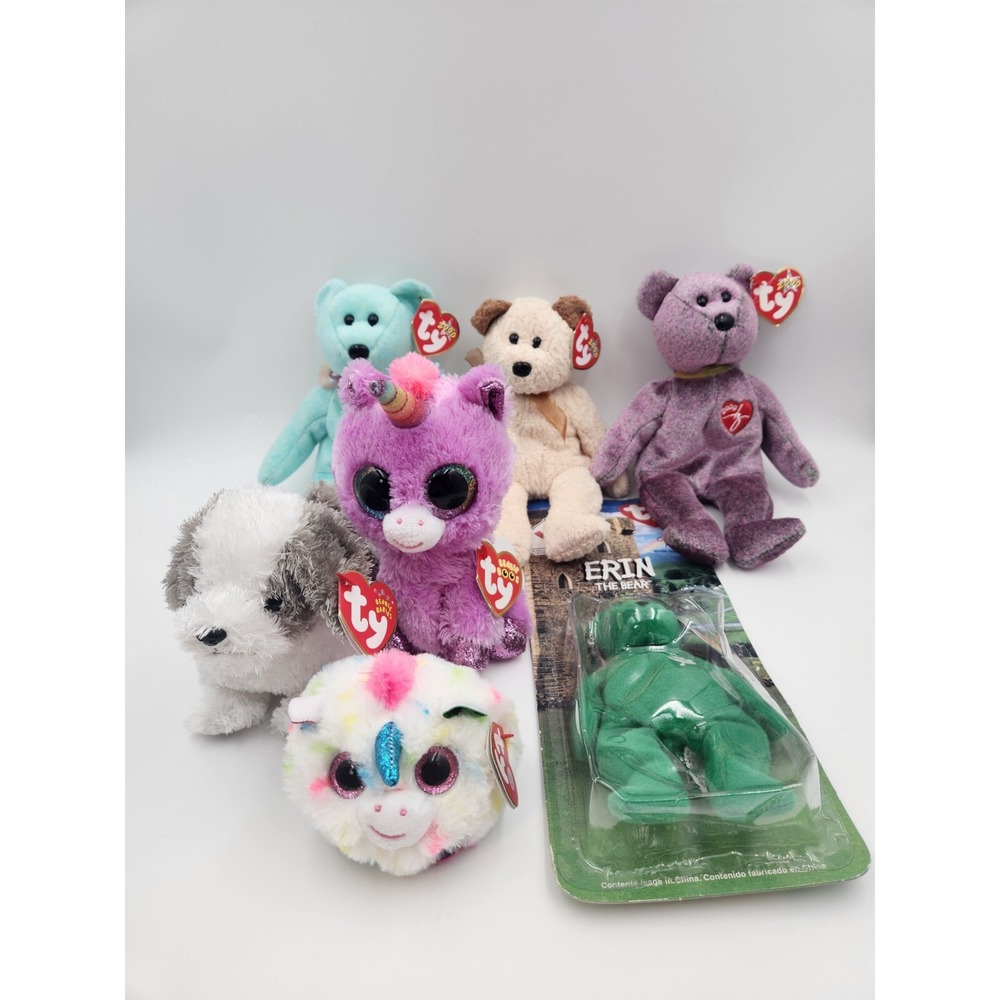 Beanie Baby Lot (MISC) - Lot Of 8 - Bear - Unicorn - Leopard
